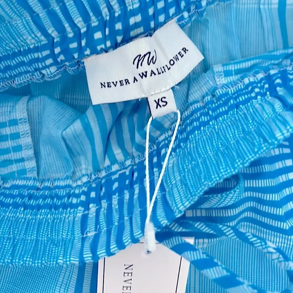 NWT Never a wallflower Blue Plaid track skirt mini skirt women’s size xs
